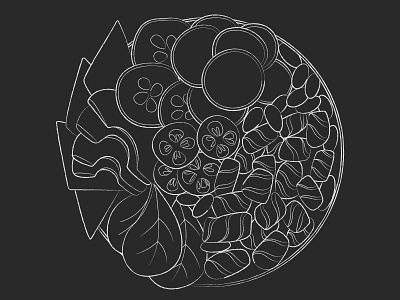 Chalkboard poke bowl cuisine design food illustration natural organic poke vector