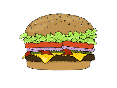 Hamburger burger cartoon cuisine design fast food food hamburger illustration junk vector