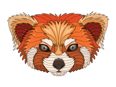 Red panda cartoon colorful design illustration red red panda vector