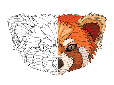 Process cartoon design illustration red red panda vector