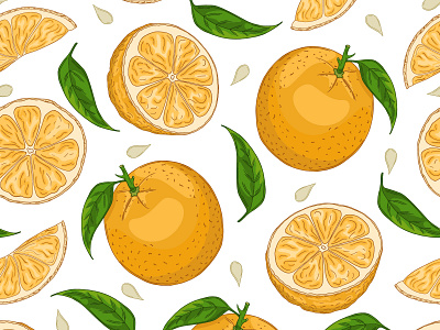 Orange pattern design food illustration natural orange organic pattern vector