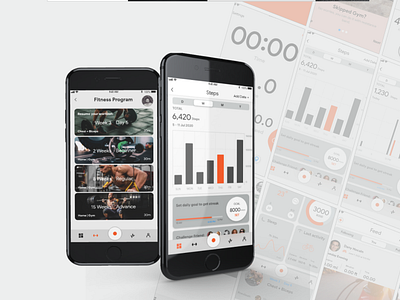 Fitness app UX UI mobile app design mockup