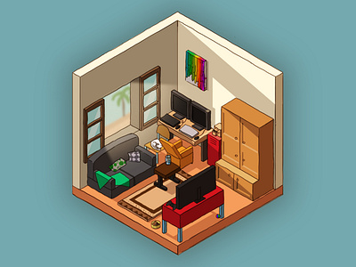 Isometric living room 1 house illustration isometric