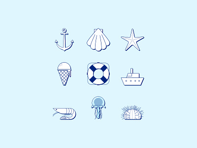 Sea themed icons icon sea vector