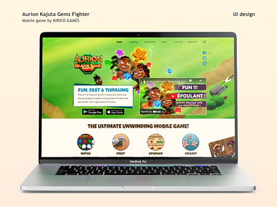 Landing page Aurion Kajuta Gems Fighter branding graphic design landing page ui uxui video game website