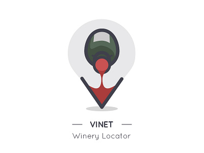 Vinet - Winery Locator bottle consept design illustration locate location logo pin wine