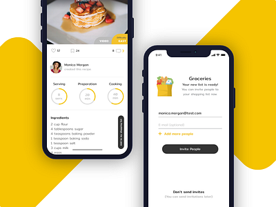 Recipes and Shopping List App android app interface ios material mobile recipe shopping ui ux