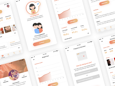 Pregnancy App Redesign android chart gradient ios pregnancy pregnant redesign ui ux