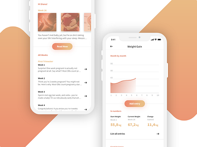 Pregnancy App Redesign baby chart gradient pregnancy pregnant redesign ui ux weight