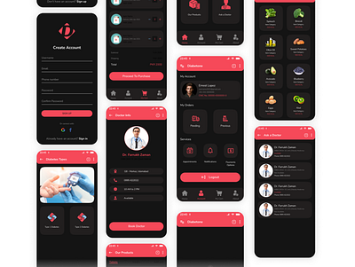 Diabetone - Dark Mode app app ui design design mobile app design ui ui design uiux ux