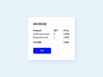 Daily UI Challenge - day #46 46 daily daily 100 challenge dailyui design flat invoice minimal ui ux web website