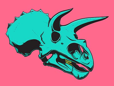 Triceratops cintiq cmyk dinosaur illustration skeleton skull wacom