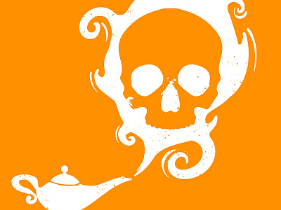 Genie bottle genie orange skeleton skull smoke vector