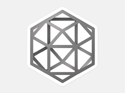 Rhombicuboctahedron - Isometric cubism design grey isometric shapes sticker vector