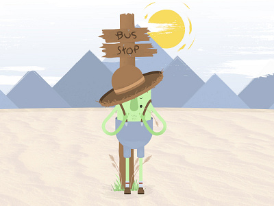Character Design animation bus stop character design mountains texture