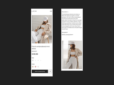 Lichi e-store product page page (mobile) clean design minimal minimalist mobile mobile web design typography ui uidesign uiux ux uxdesign uxui web webdesign
