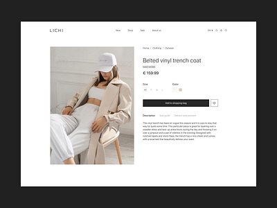 Lichi e-store product page clean design fashion minimal minimalist typography ui uidesign uiux ux uxdesign web website website design