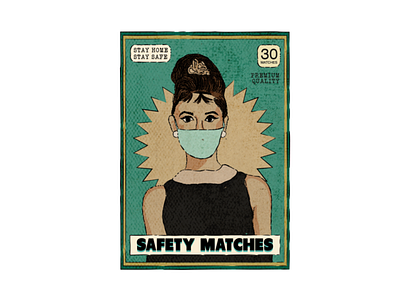 Audrey hepburn art arthistory audrey hepburn design illustraion poster print safety matches stayhome staysafe texture vector