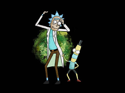 Rick and morty art cartoon cartoon character digital painting illustraion painting poopybutthole poster print rick rick and morty rickandmorty scientist vector