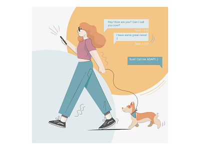 Girl with the dog illustration