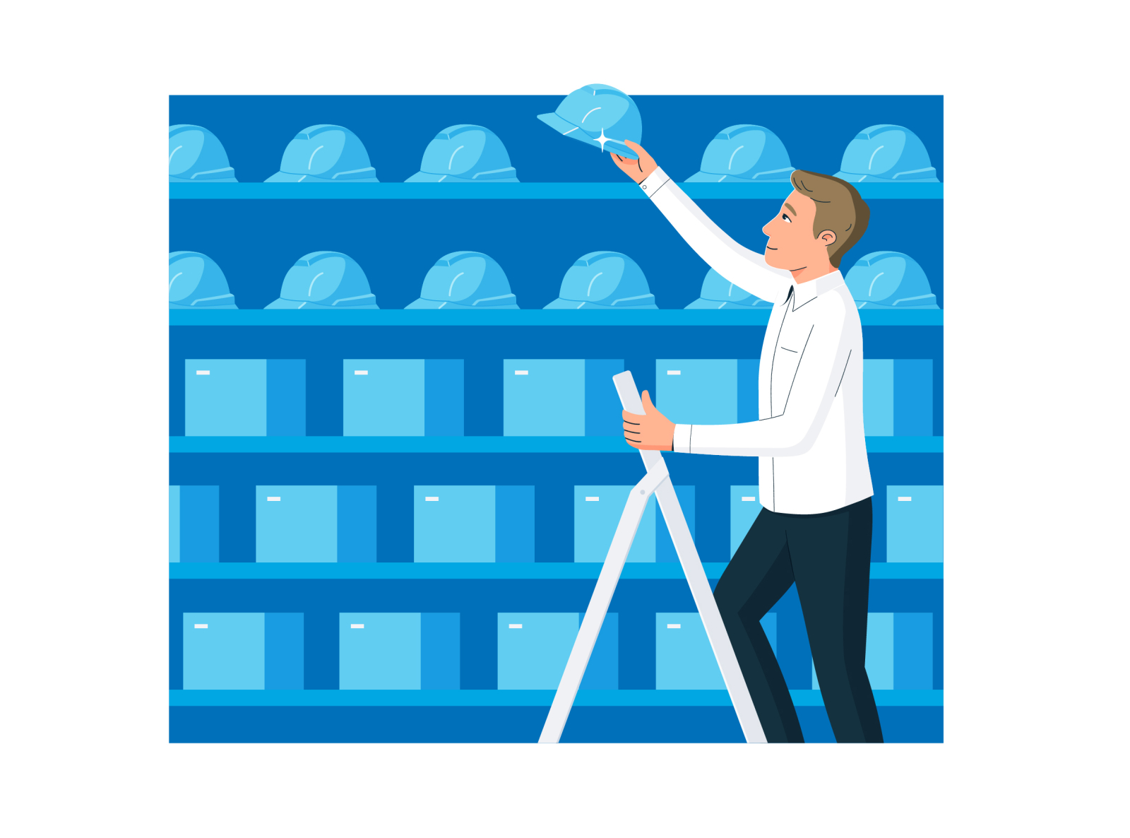 Purchases 2d art 2d character blue and white boxes business characterdesign company digitalart flatillustration graphicdesign illustration intranet office officeworker vector illustration vectorart вектор векторная иллюстрация