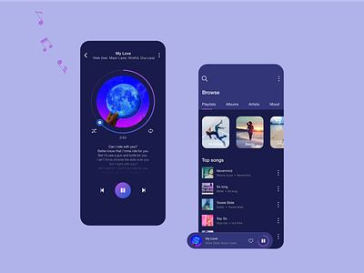 Music app flat hologram mobile mobile app music music app player ui ux