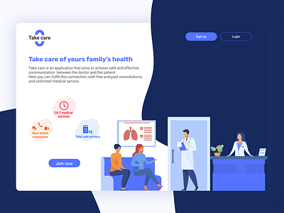 Take care - Medical app landing page