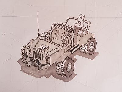 Jeep drawing drawing ink illustration
