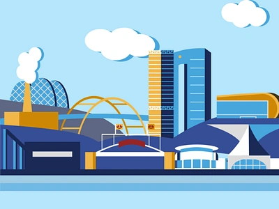 Milwaukee skyline discovery world figma flat flat design flat illustration harley davidson museum illustration illustration digital made with figma milwaukee art museum skyline summerfest the domes vector