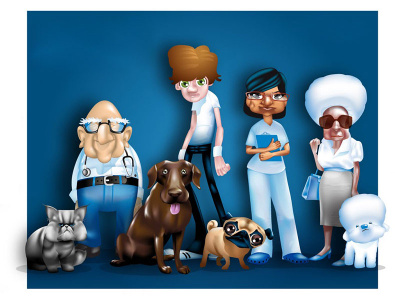 Novartis characters character illustration pets tradeshow ui ux vector veterinary