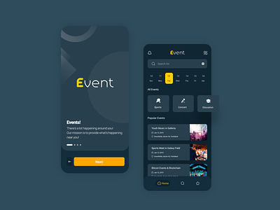Event App app dark design event ui