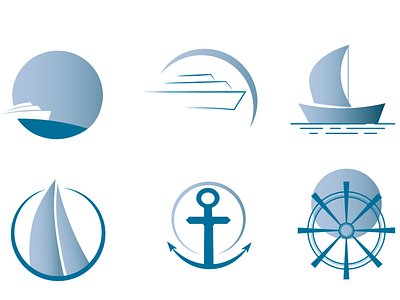 Boats anchor boat boat logo boats concept design gradient illustrator moon steering wheel vector water watercolor