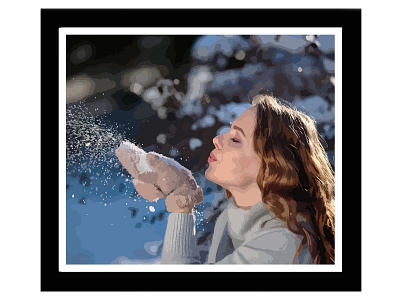 Woman playing with snow vectorized. bunchful gifts gift online gift frame illustraion illustration illustration art illustrations illustrator logo logotoons portrait portrait art portrait illustration vector vector art vector illustration vectorart vectors