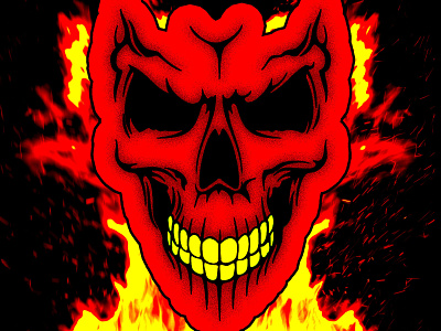 Skull on fire.