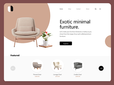 landing page for a furniture site design minimal ui ux