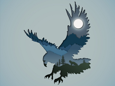 Eagle & Wolf abstract art artwork creativity design eagle graphic graphic design illustration papercut vector wolf