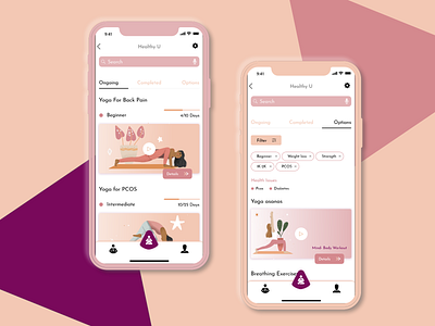 Healthy U - IOS UI design adobe illustrator adobe xd app color design fitness fitness app illustration interaction design ios ios app ios app design ui ui design uiux user center design user interface design userinterface yoga