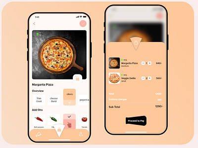 Pizza delivery app - UI design app colors design designer e comerce e commerce app food app food delivery app interaction design pizza ui ui ux ui design uiux user experience user interface design vector