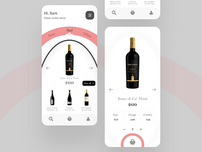 Wine app - UI app color palette design designer e comerce e commerce app interaction design ios app design mobile app ui ui design uiux wine wine app