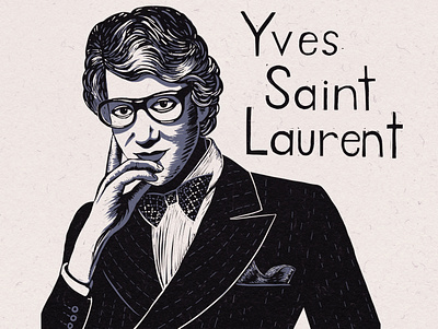 Yves Saint Laurent art commission commissionart digitalart illustration linocut portrait portraitart procreate saintlaurant