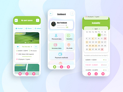 Malaabi app design. Sport spaces rent out app booking app booking mobile app design mobile app uxui design mobile application ui ux