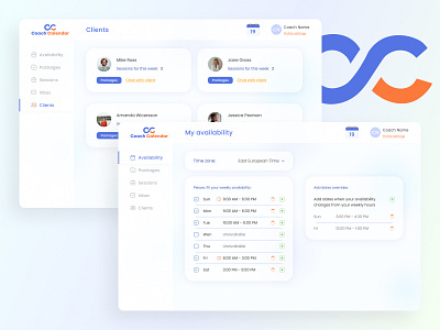 Coach Calendar web app app coach session design design ui ux web application