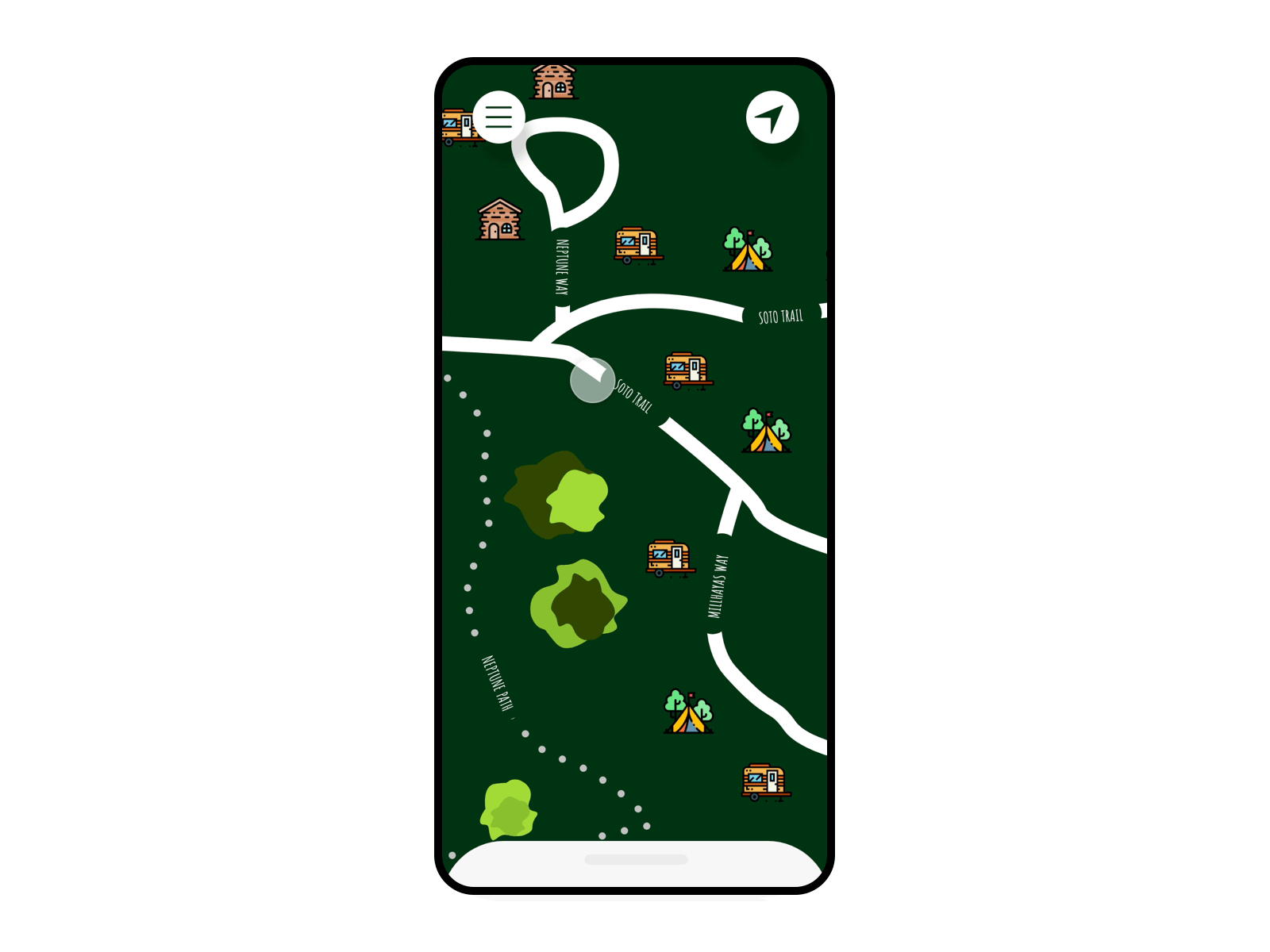 Interactive Campground Map app drag interaction microinteraction mobile mobileapp ui uiux ux