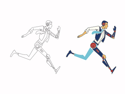 Run Machine 2d design illustration kenyan logo
