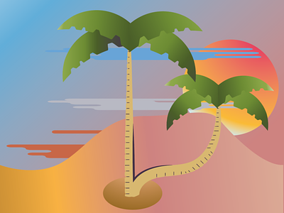 Desert Oasis 3d adobe illustrator color design gradients illustration landscape illustration line art vector