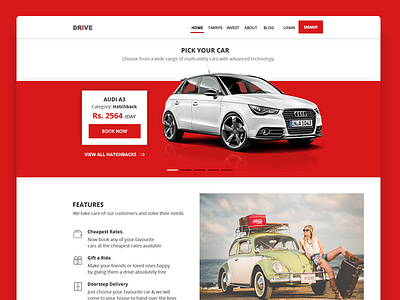 DRIVE Webpage (Part 2) booking cars design features flat icon rent signup typography ui ux website