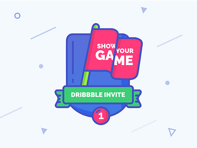 1x Dribbble Invite designer draft dribbble flag follow free game illustration invite like shield strong