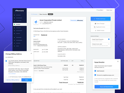 Faster Payments with Razorpay Invoices customer dashboard design features fintech invoice money pay payment product signup ui ux
