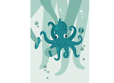 Baby Octopus anxiety baby character characterdesign design flat illustration illustrator octopus parents security vector