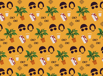 Pattern for wrapping paper. Leon: The Professional character characterdesign design illustration illustrator leon milk paper paper art pattern vector wrapping paper